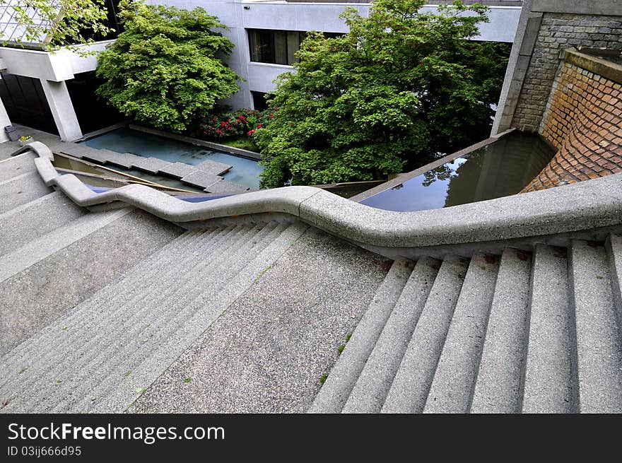 Winding stairway by the building, New Westminster, BC