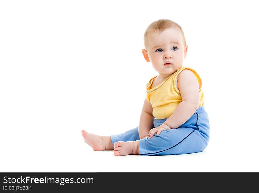 Little boy isolated studio shot