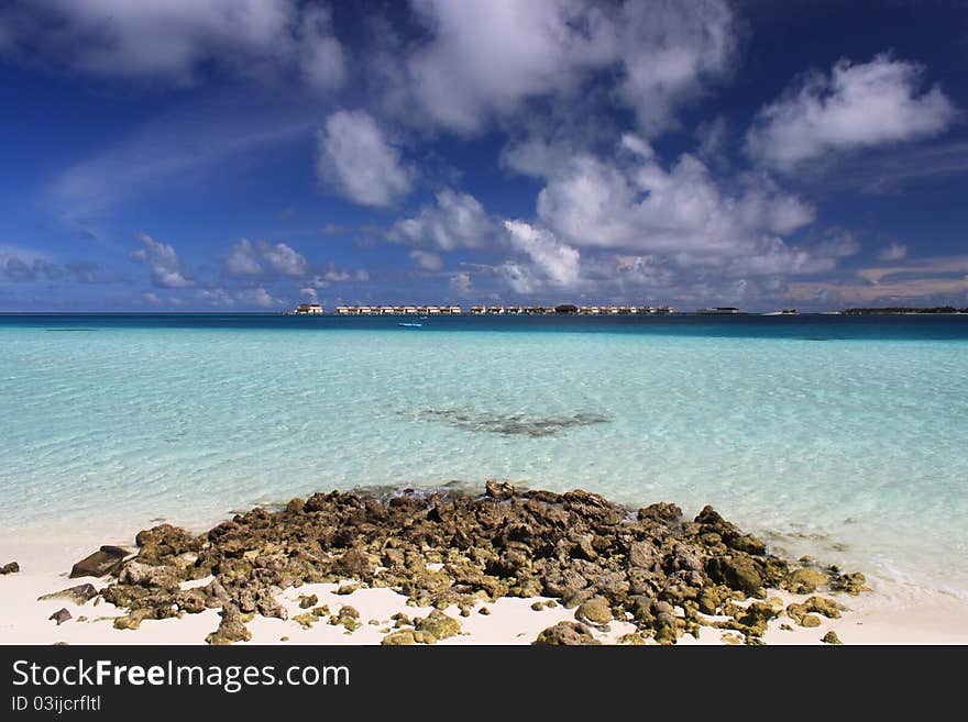 Blue sea and sky of maldives