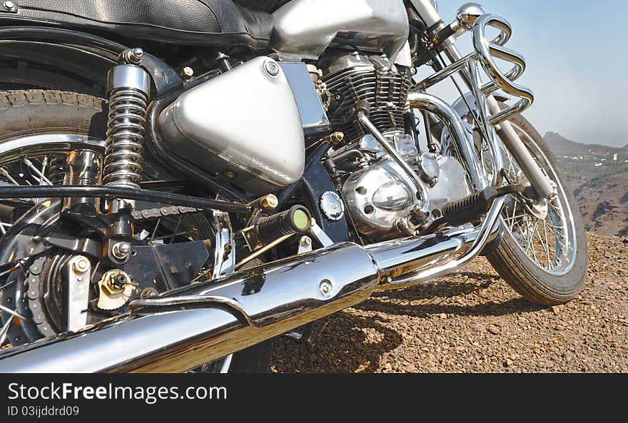 Indian motorbike chrome detailing