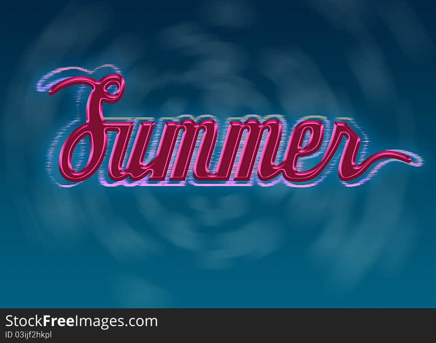 Summer typography design on blue background.