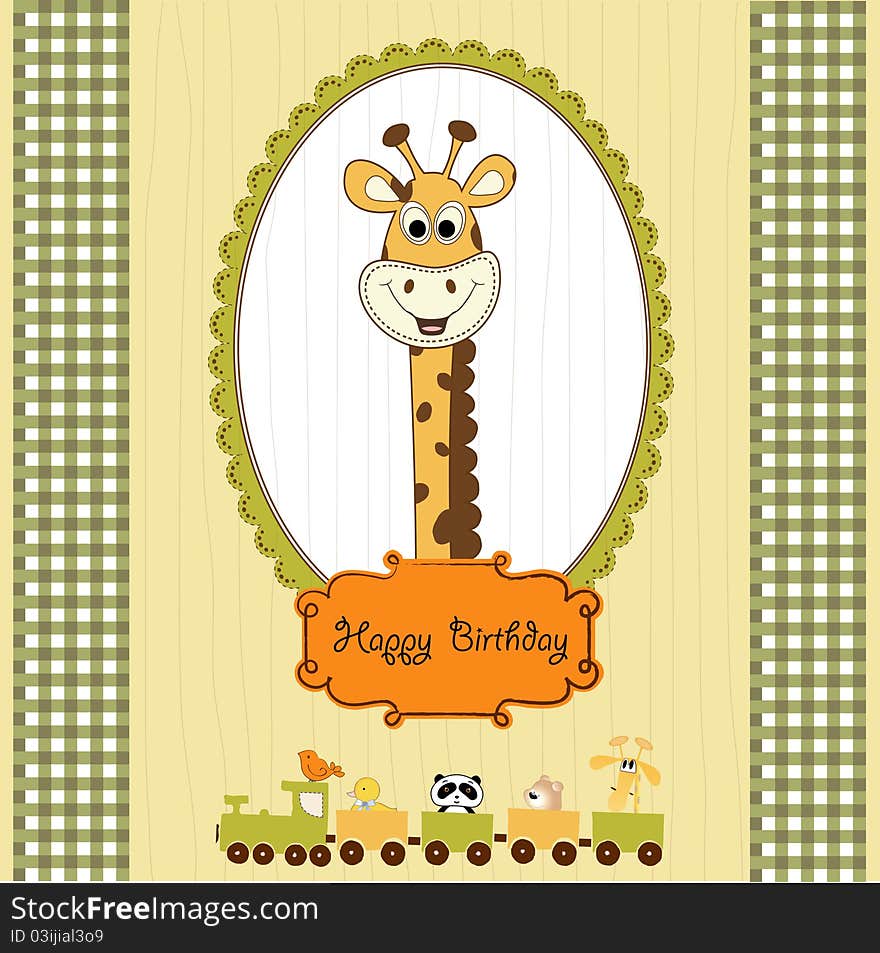 Birthday greeting card with giraffe