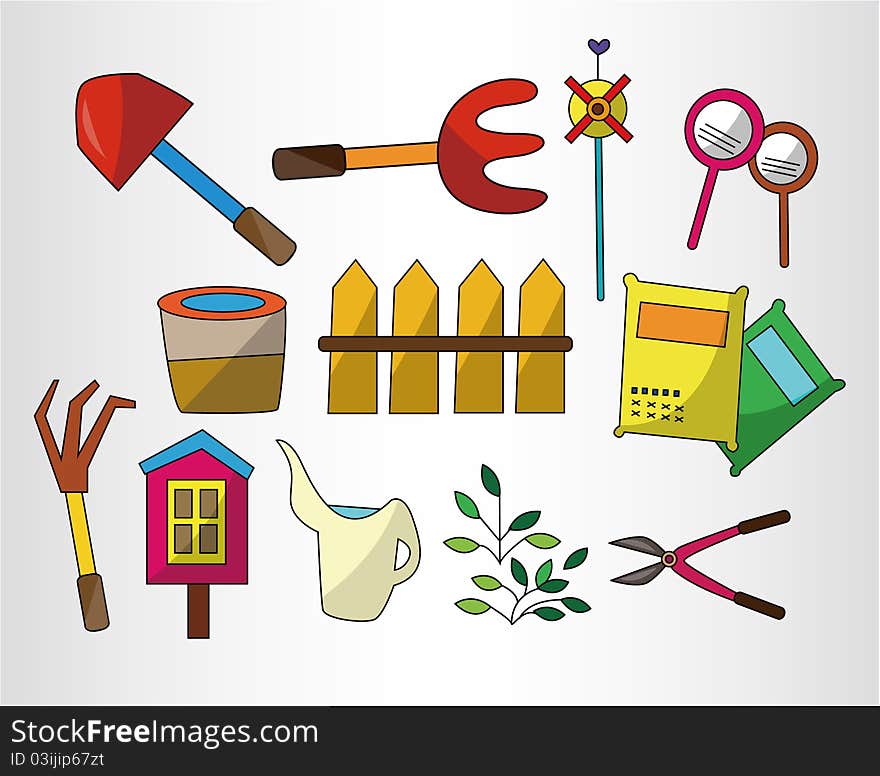 Cartoon Gardening icon set