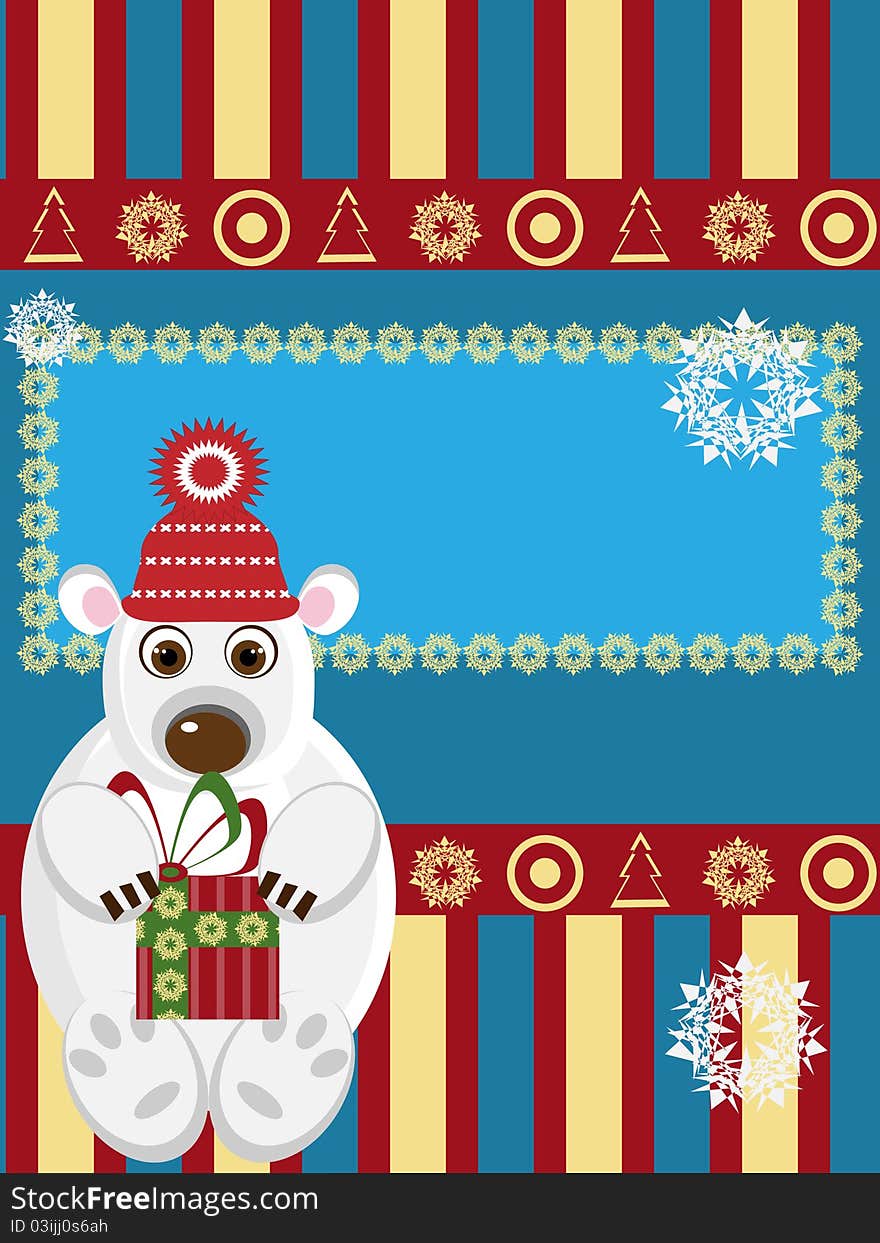 Christmas card with white bear