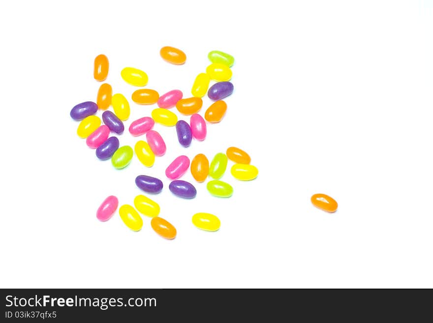 Jelly-beans on white background isolate