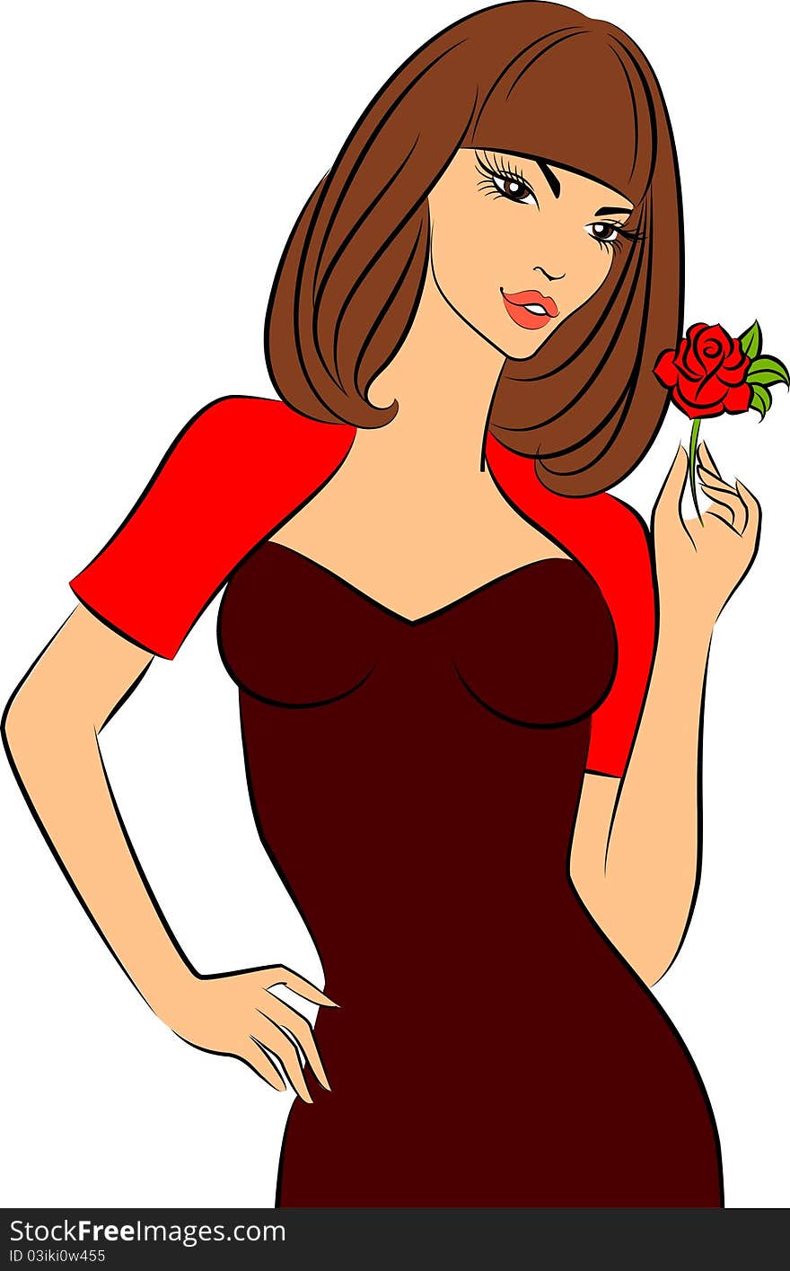 Beautiful girl with flower.illustration for a design