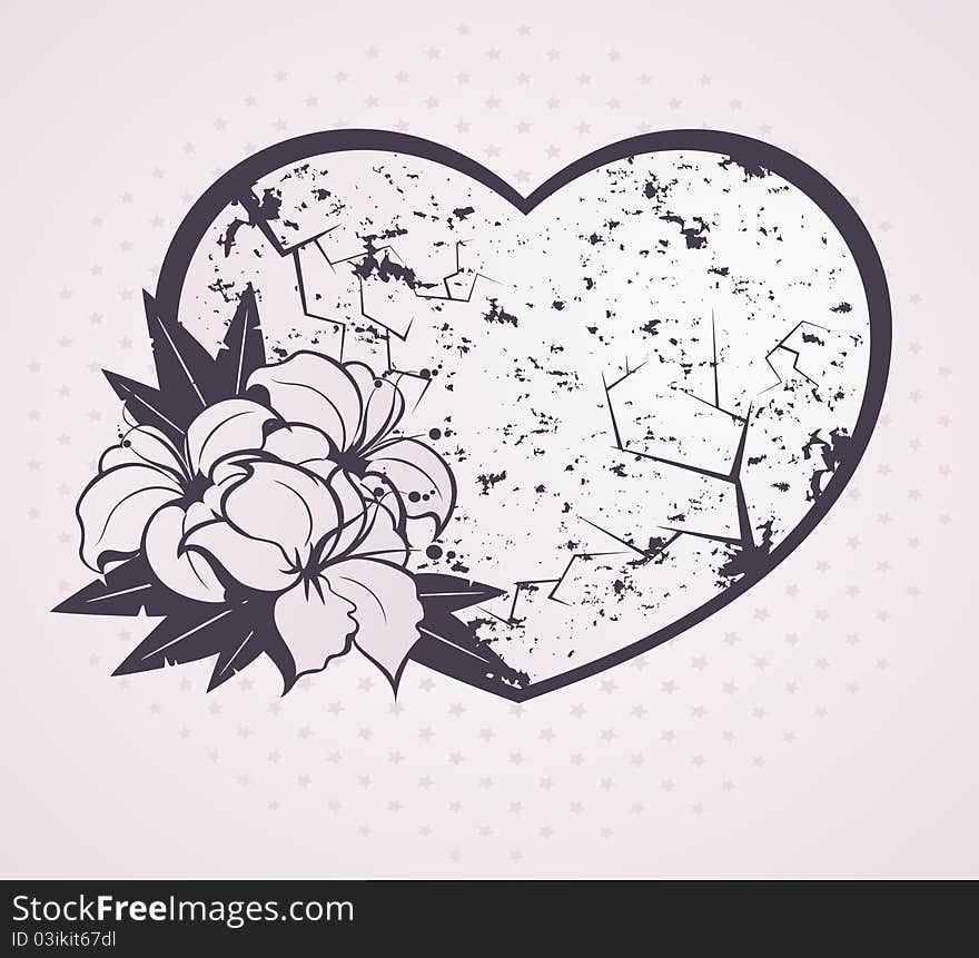 Background With  Flowers And Heart