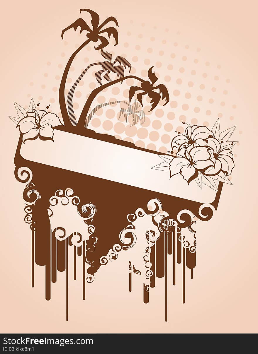 Summer banner with tropical palms,illustration for a design