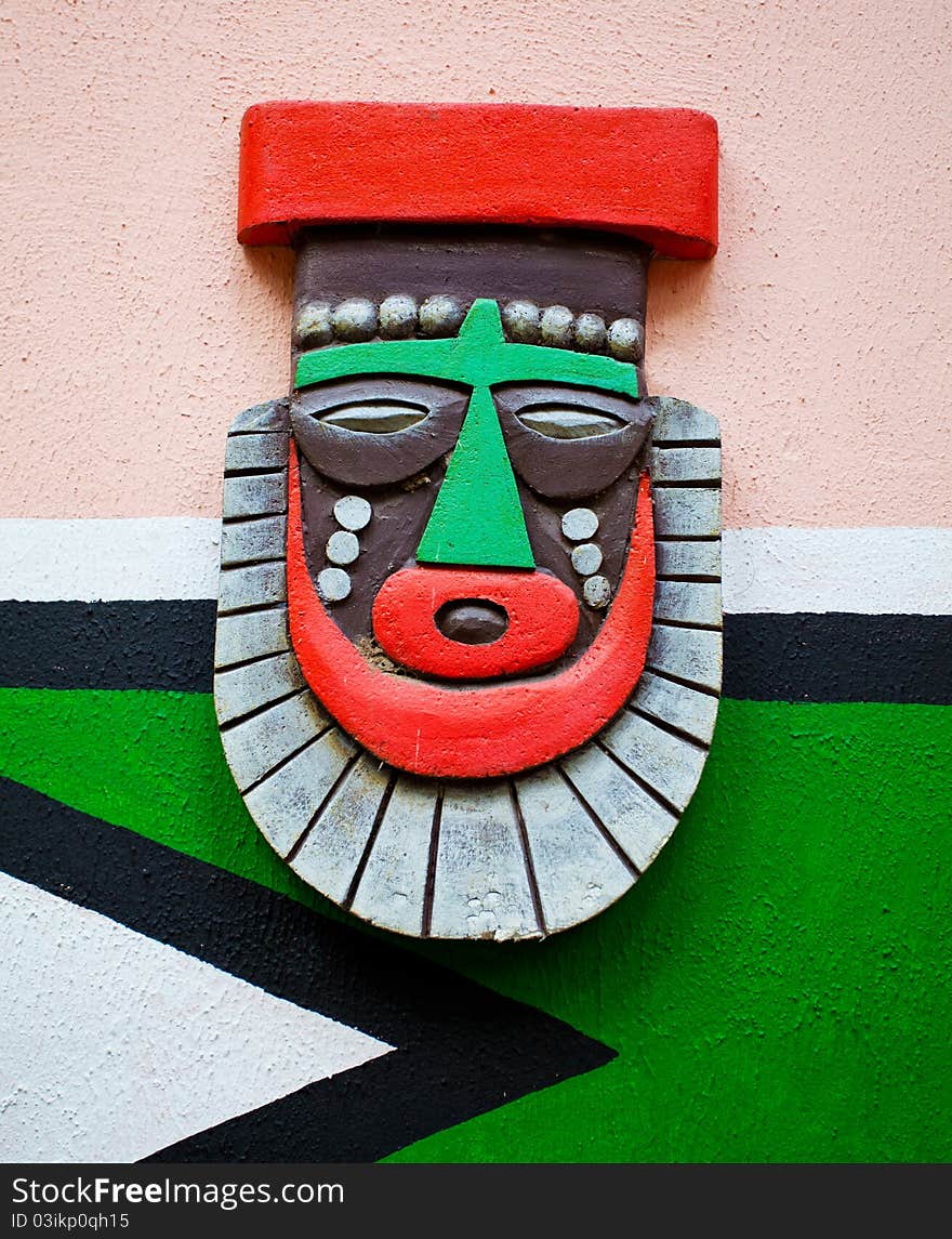 Painted Indian on wall background