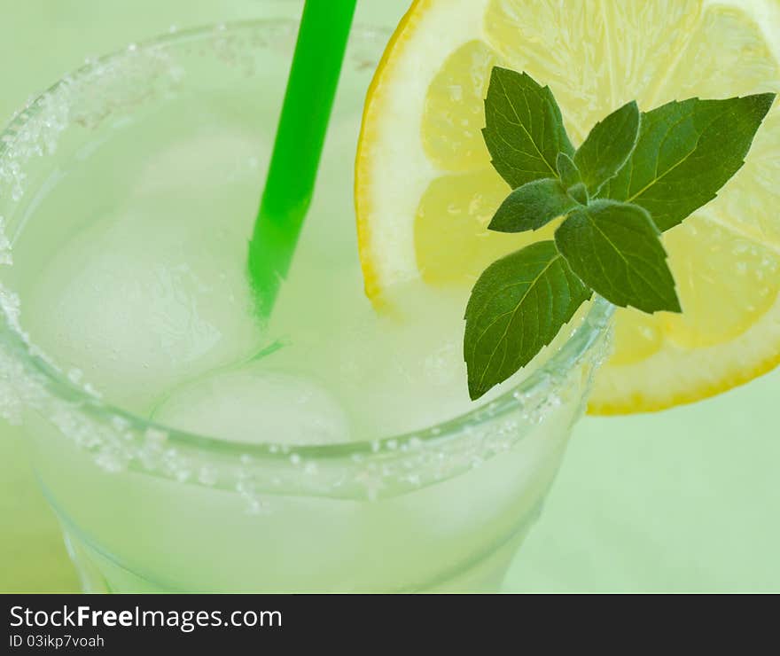 Lemonade with mint and lemon