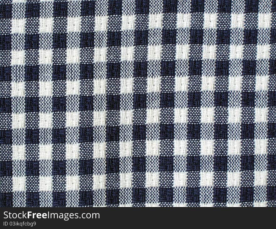 Cotton material of blue and white checkerboard pattern. Cotton material of blue and white checkerboard pattern