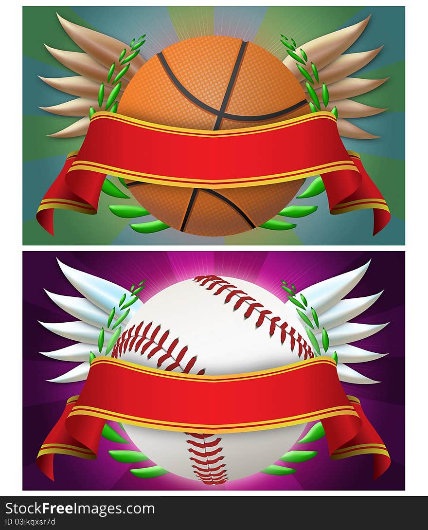 Basketball and baseball banner