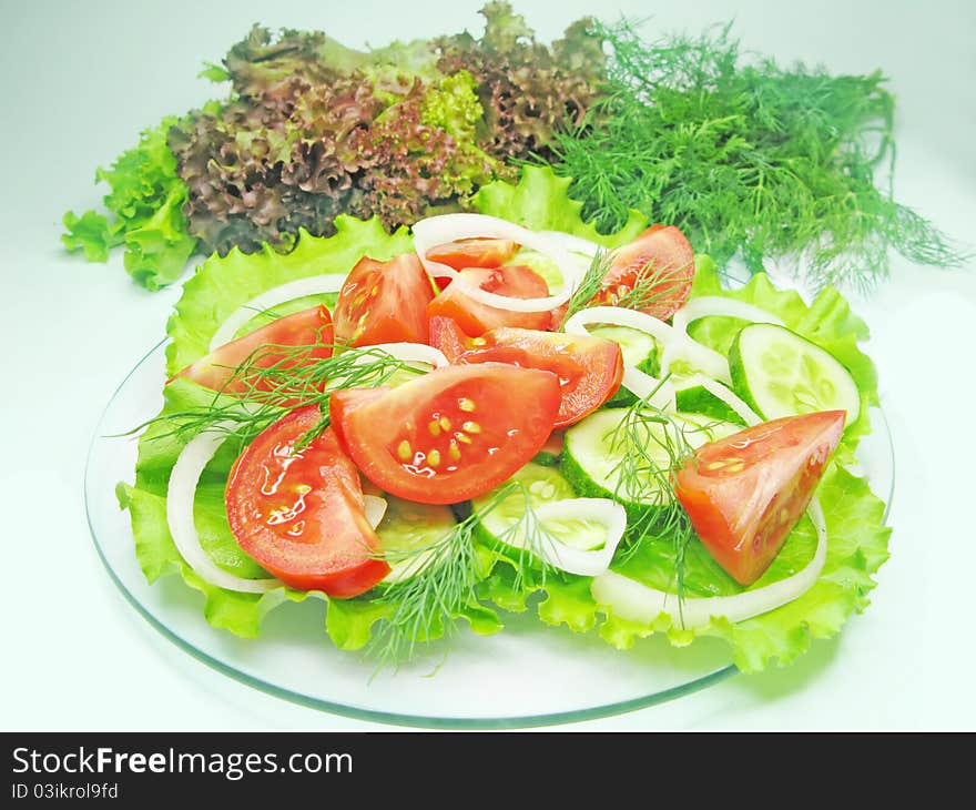 Vegetable salad with tomato and cucumber