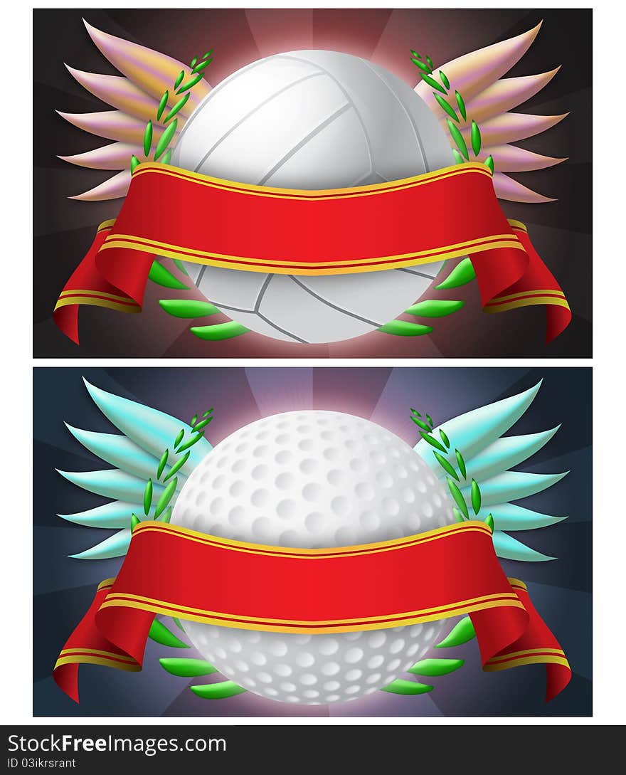 Volleyball and golf banner