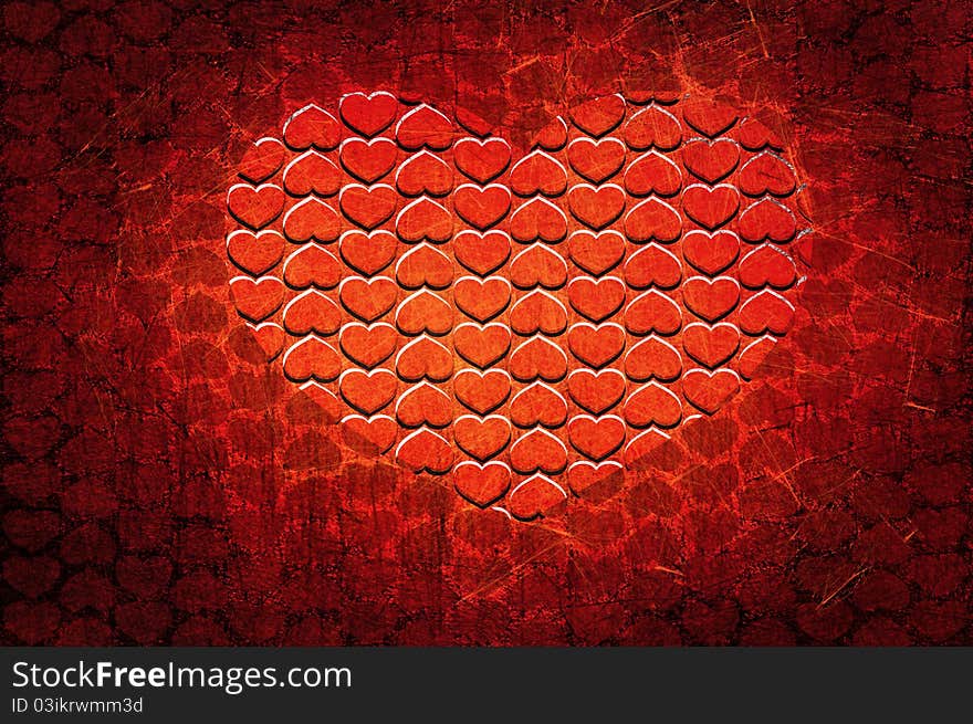 HEART ON GRUNGE BACKGROUND