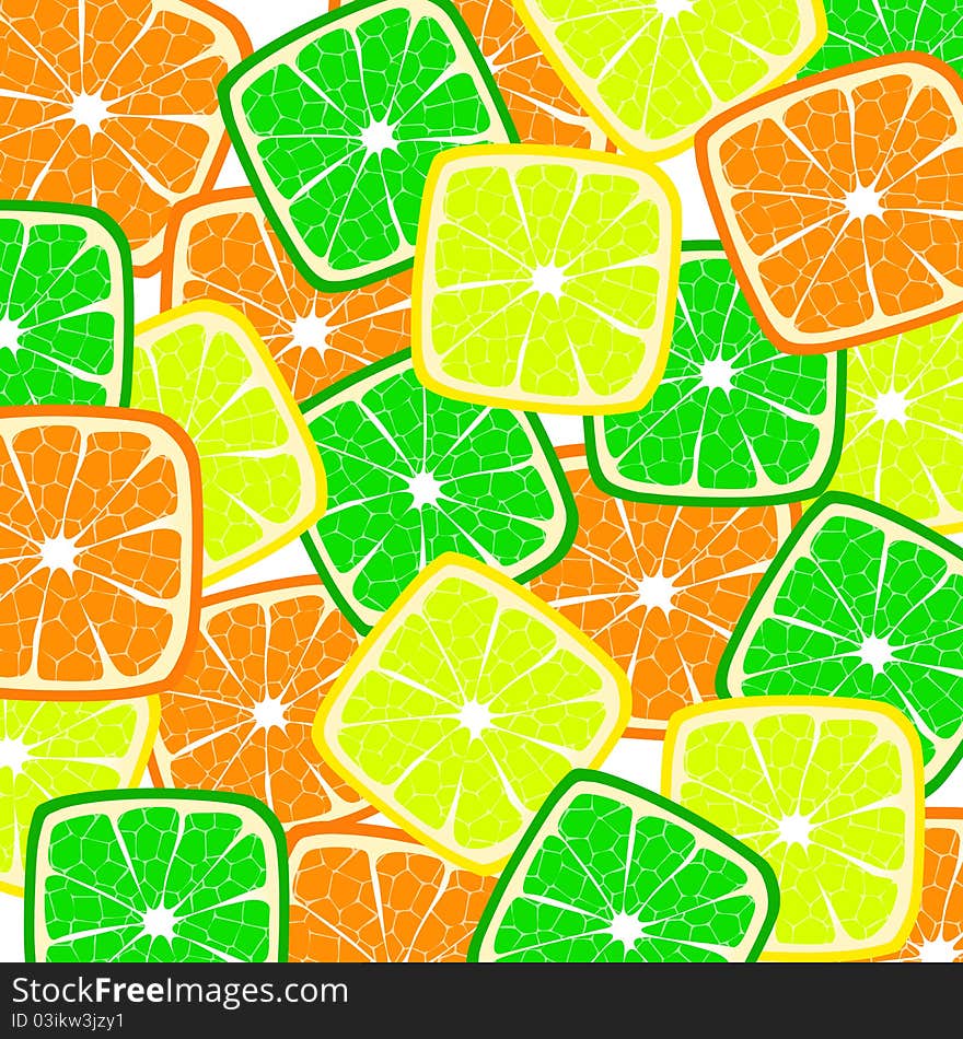 Bright background with citrus square slices. Bright background with citrus square slices