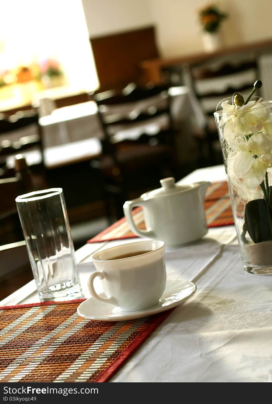 Cup of tea on a table - restaurant