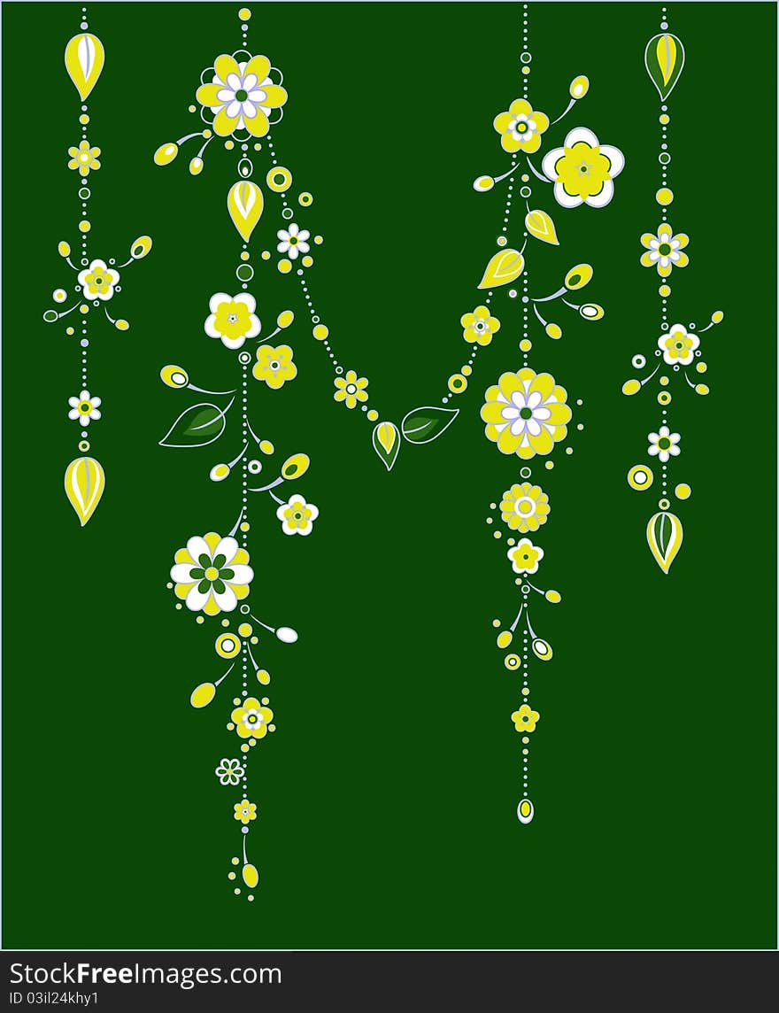 Vector Illustration of Decorative Wind Chimes with floral ornament design