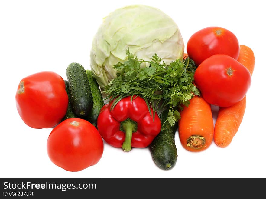 Fresh vegetables on white