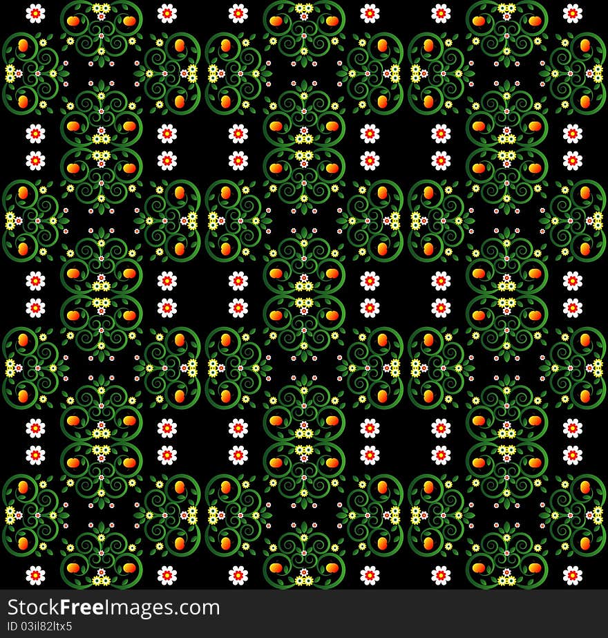 Pattern with curl and flower seamless texture. Pattern with curl and flower seamless texture