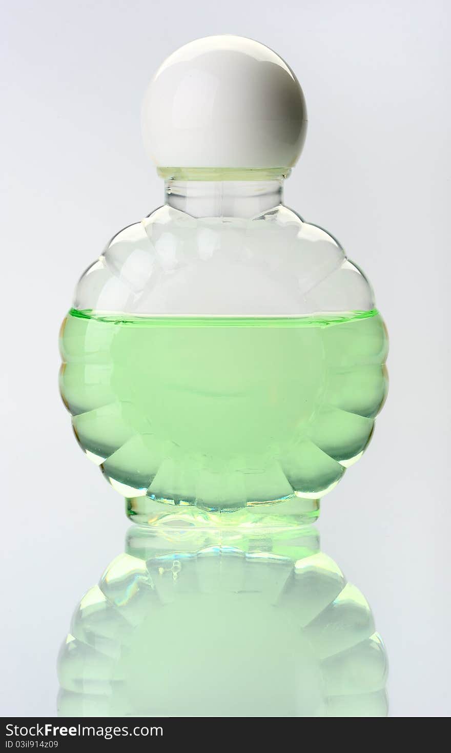 Transparent bottle with shampoo