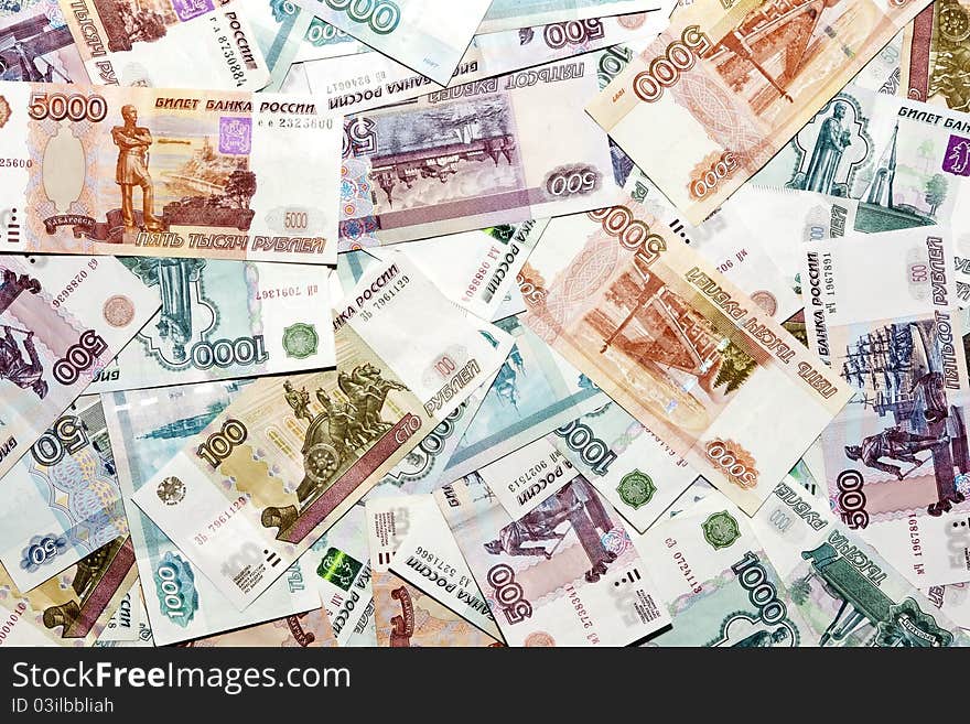 A lot of Russian banknotes of different nominal. A lot of Russian banknotes of different nominal