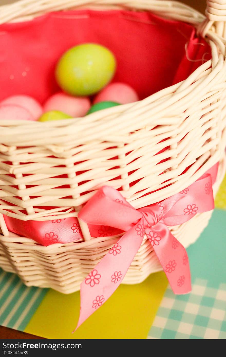 Easter eggs in basket