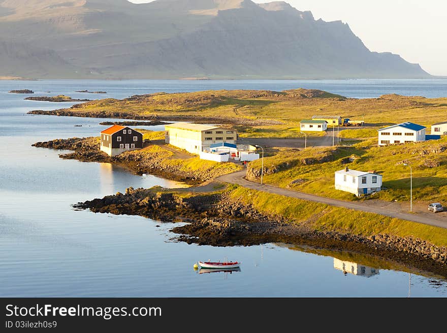 Typical icelandic landscape - Djupivogur village