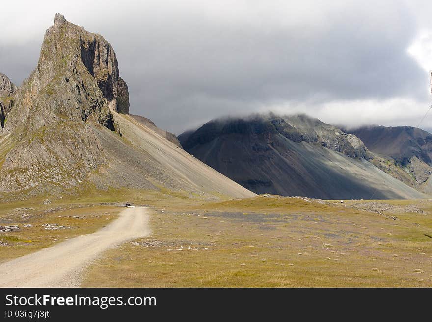 Hvalnes, Iceland, beauty view, mountains on coast.