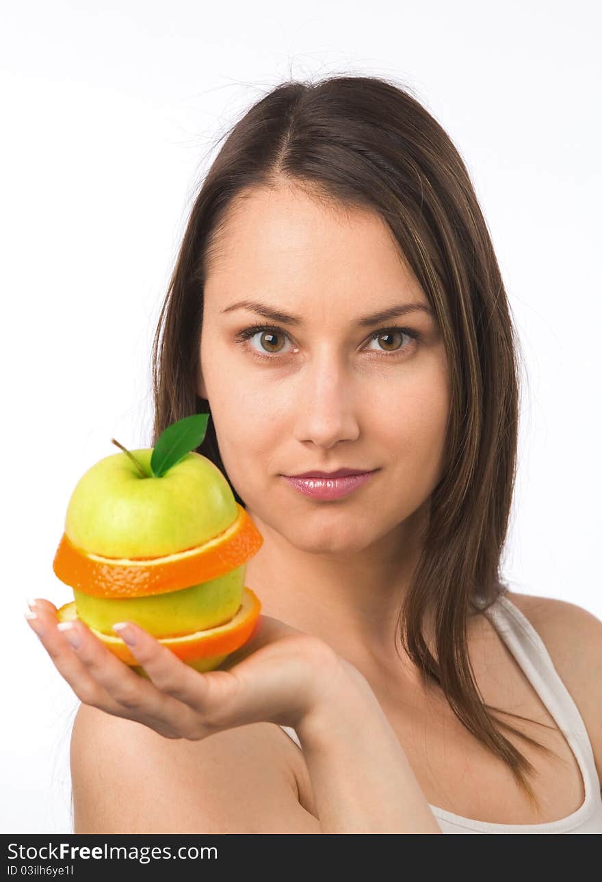 Young Woman With Fresh Fruit