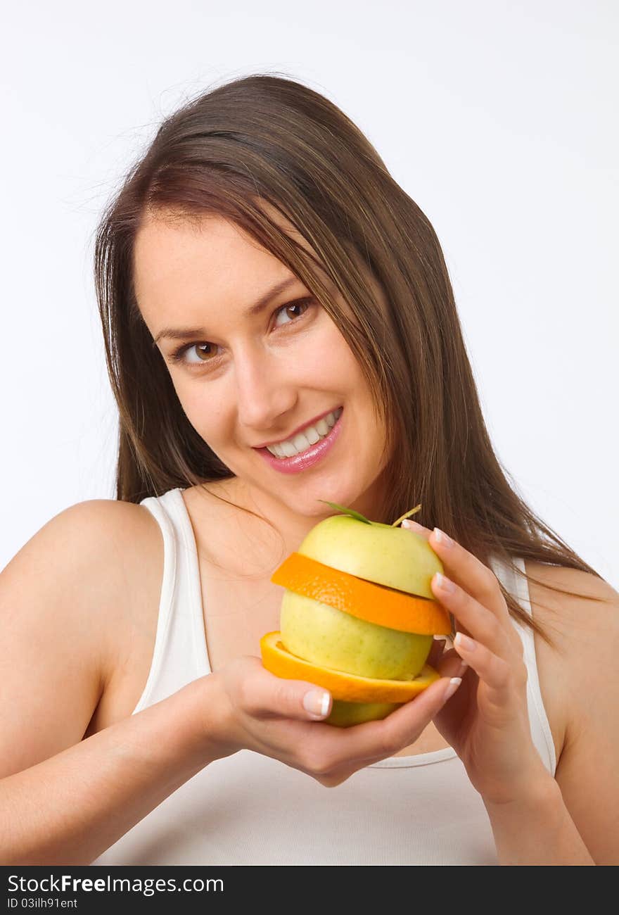 Young woman with fresh fruit