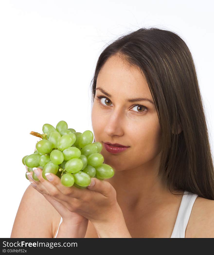 Young Woman With Fresh Grapes