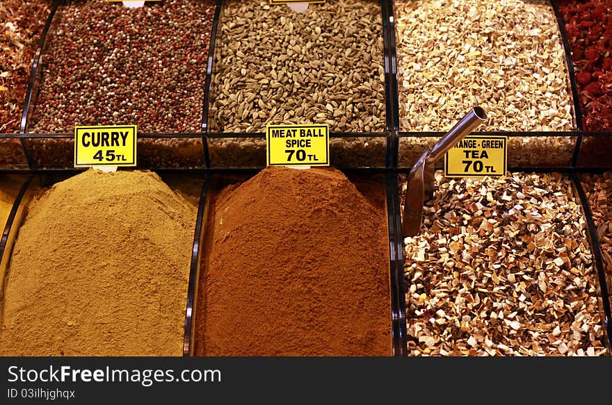 A view of spice in the Spice Bazaar, Istanbul.