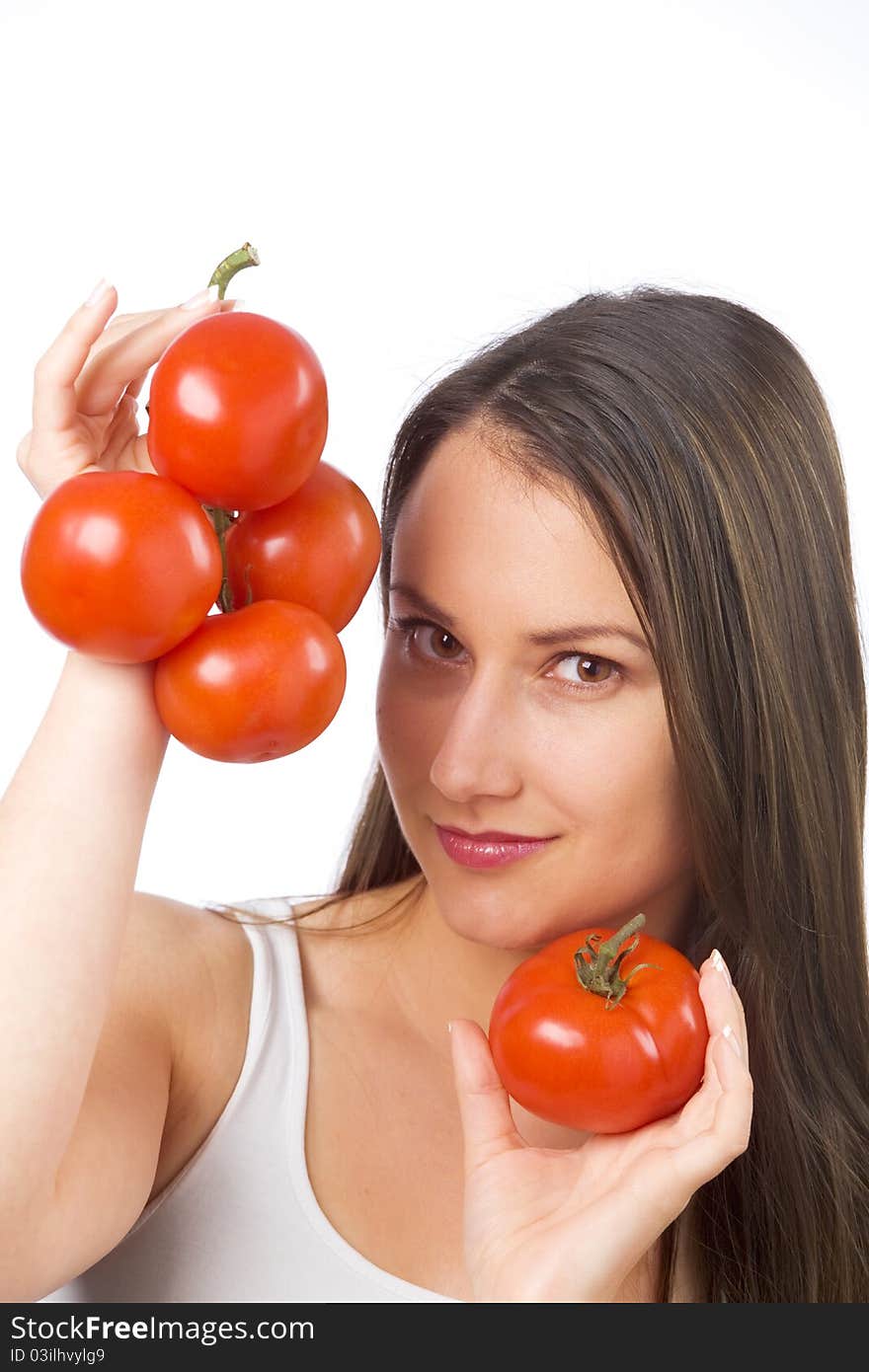 Young Woman Holding Tomatoes