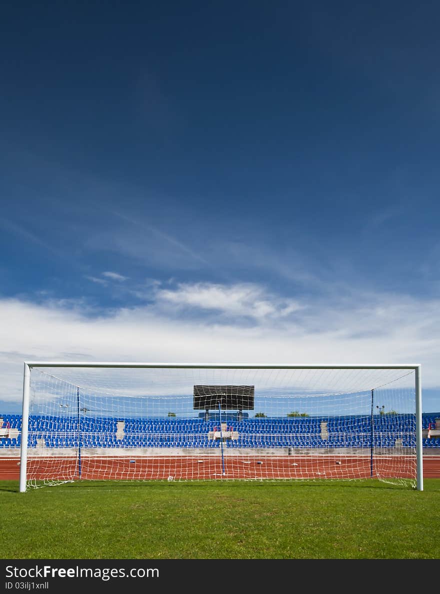 The soccer or football stadium. The soccer or football stadium