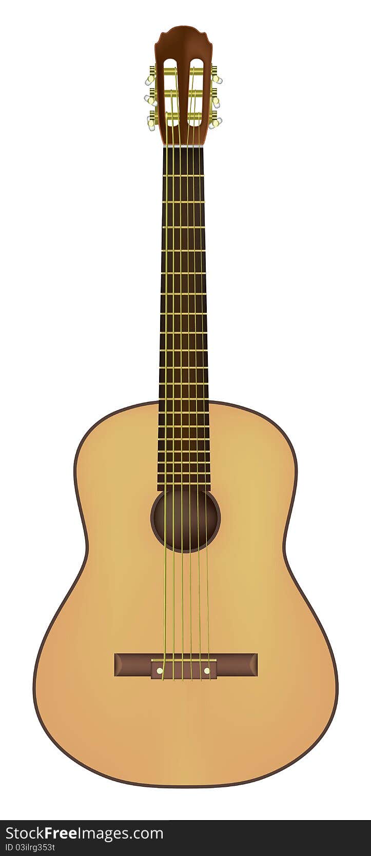 Acoustic guitar isolated on a white background