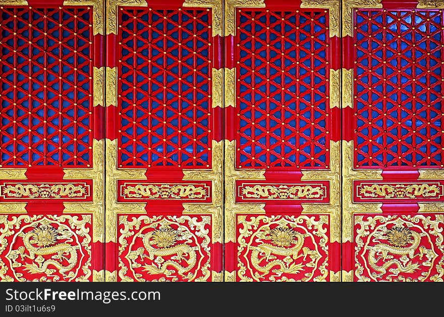 Red and golden traditional chinese door. Red and golden traditional chinese door