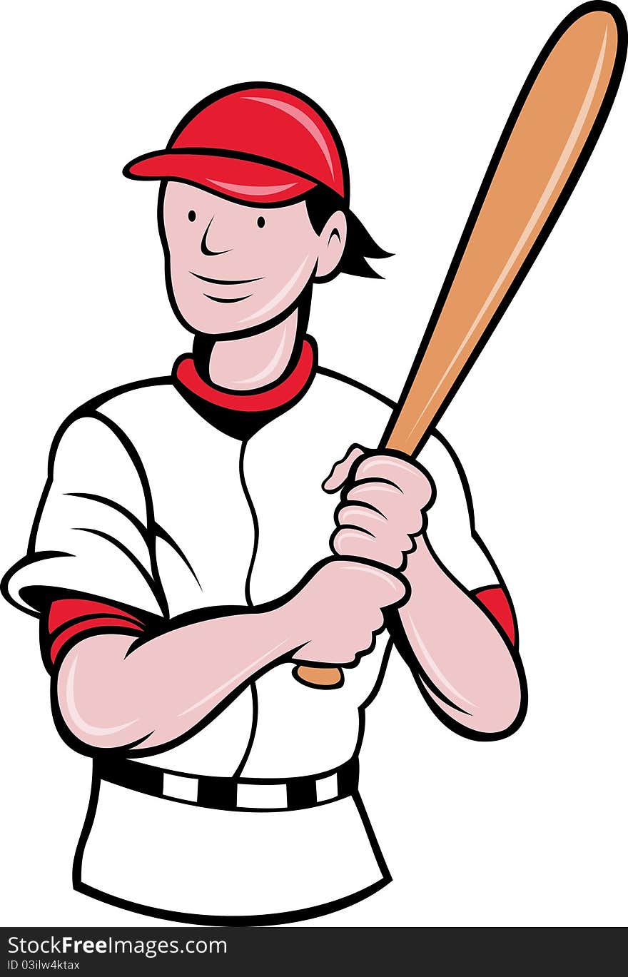 Baseball Player Batting Cartoon