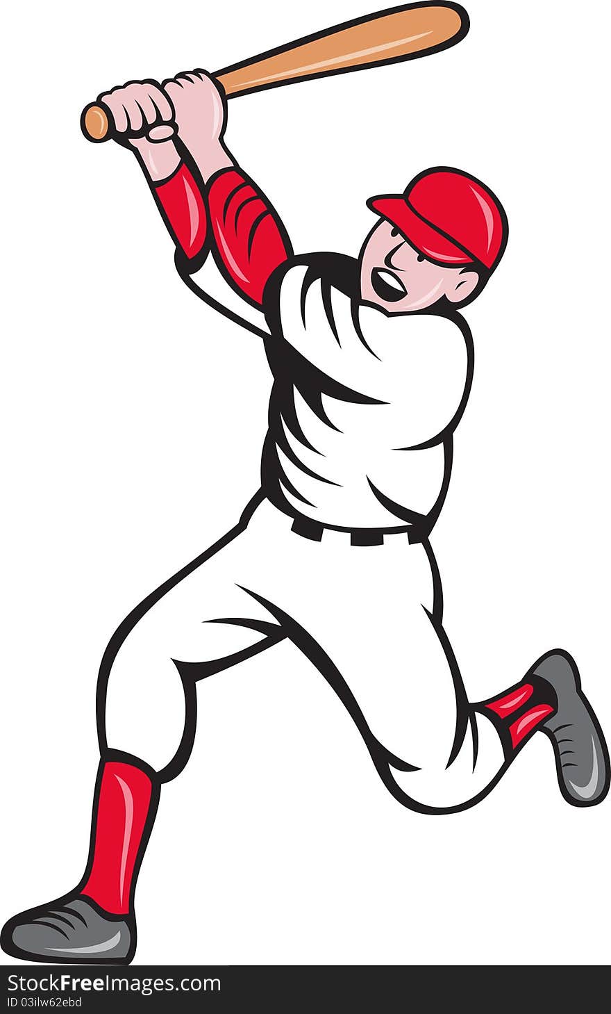 Baseball Player Batting Cartoon