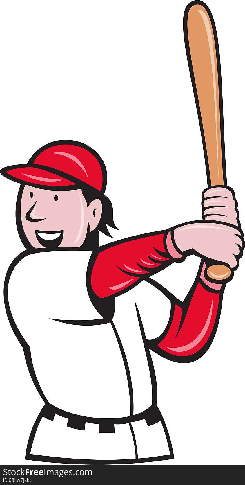 Baseball player batting cartoon