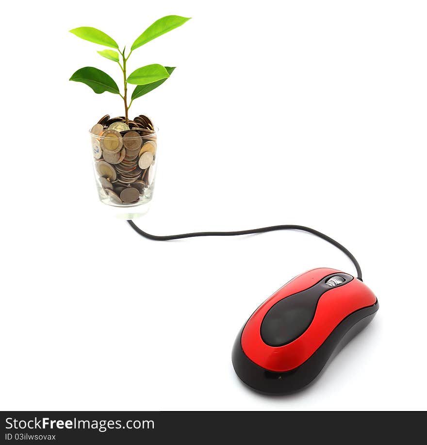 Pc mouse isolated on white with a tree. Pc mouse isolated on white with a tree.