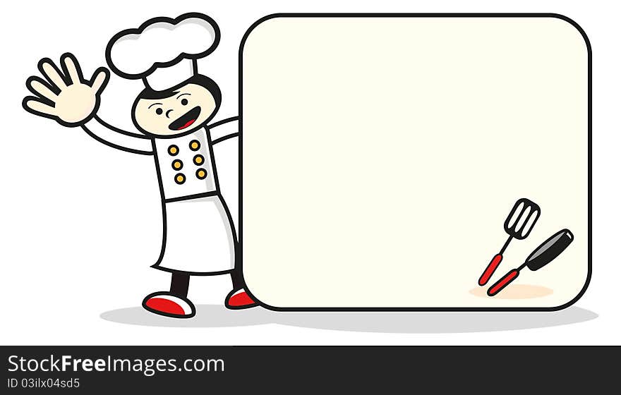 Chef with blank page for restaurant menu