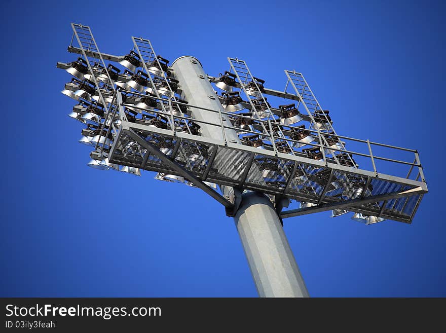 Rows of stadium lights