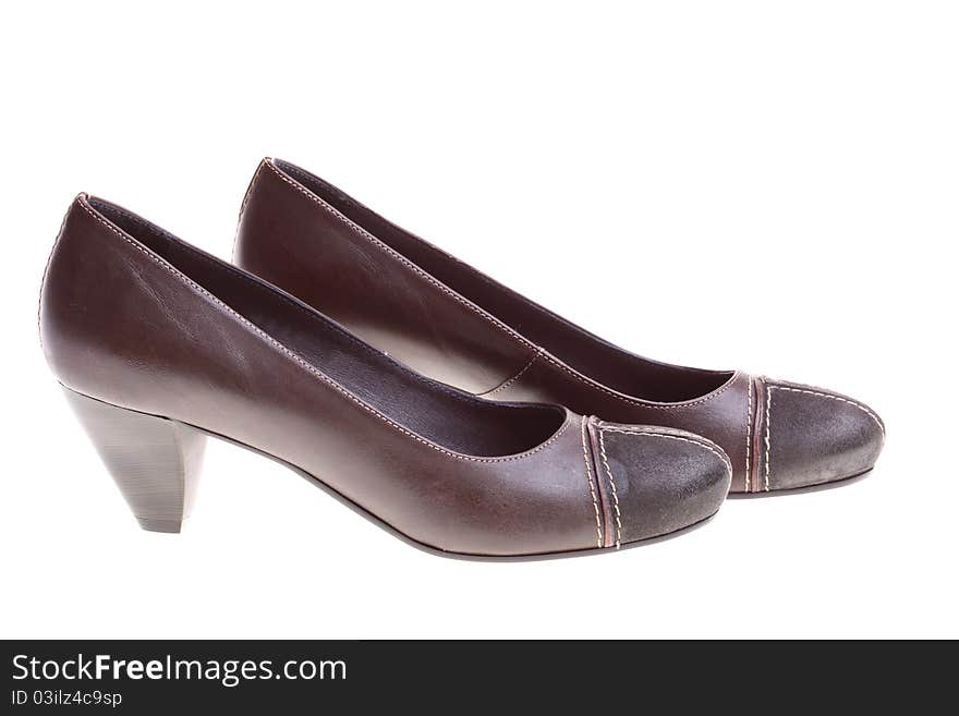 Woman brown shoes isolated