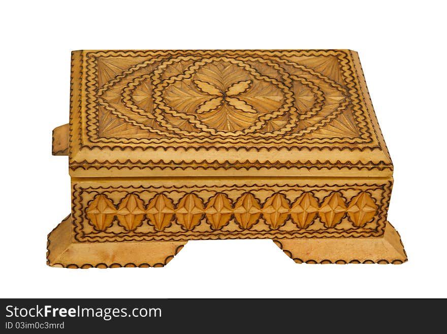 Ornamental box for jewelry on the isolated white background. Ornamental box for jewelry on the isolated white background