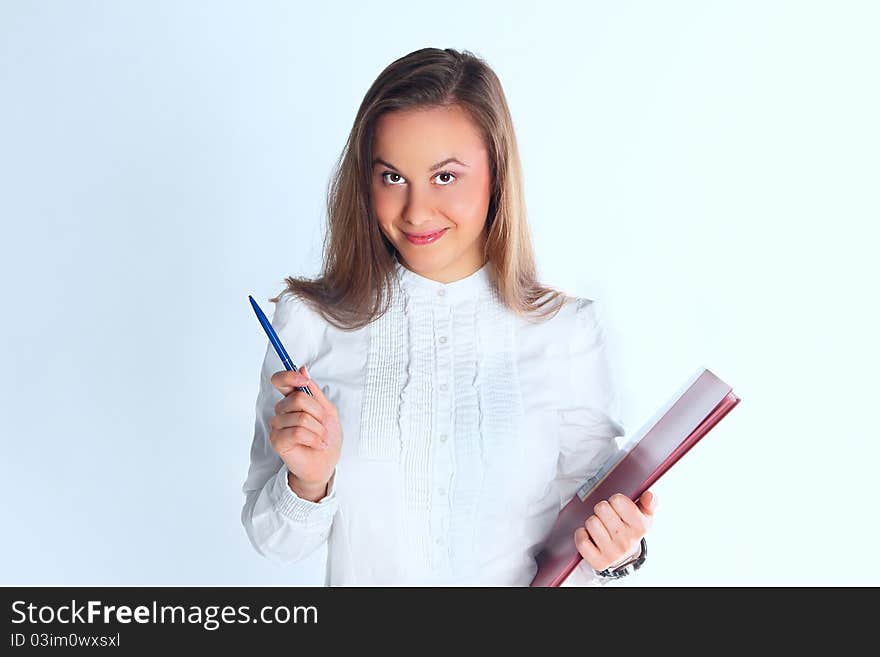 The young and beautiful girl in office clothes. The young and beautiful girl in office clothes