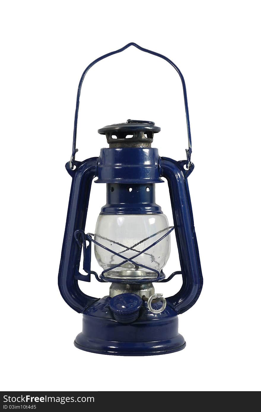 Old blue lamp on white background