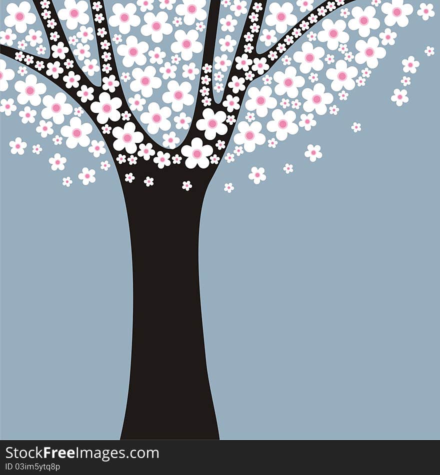 Stylized flowering tree with space for your text