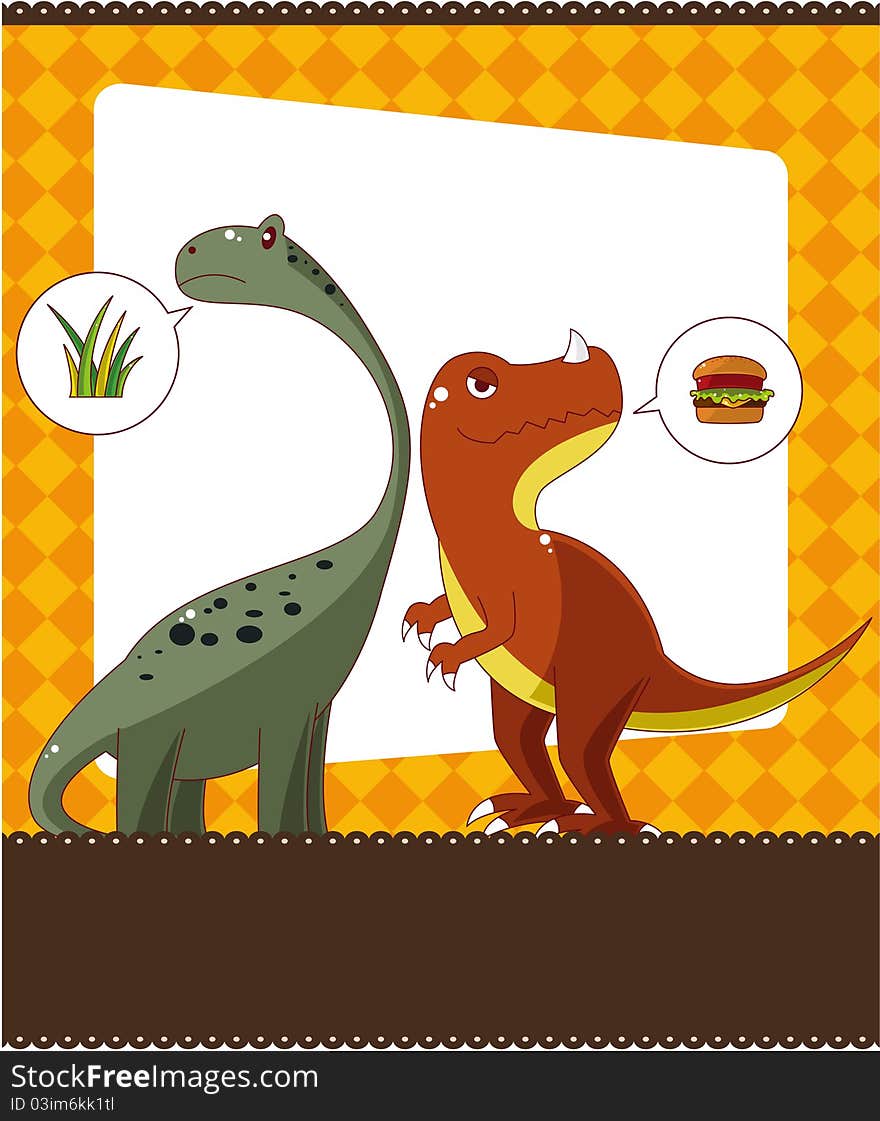 Cartoon dinosaur card, drawing