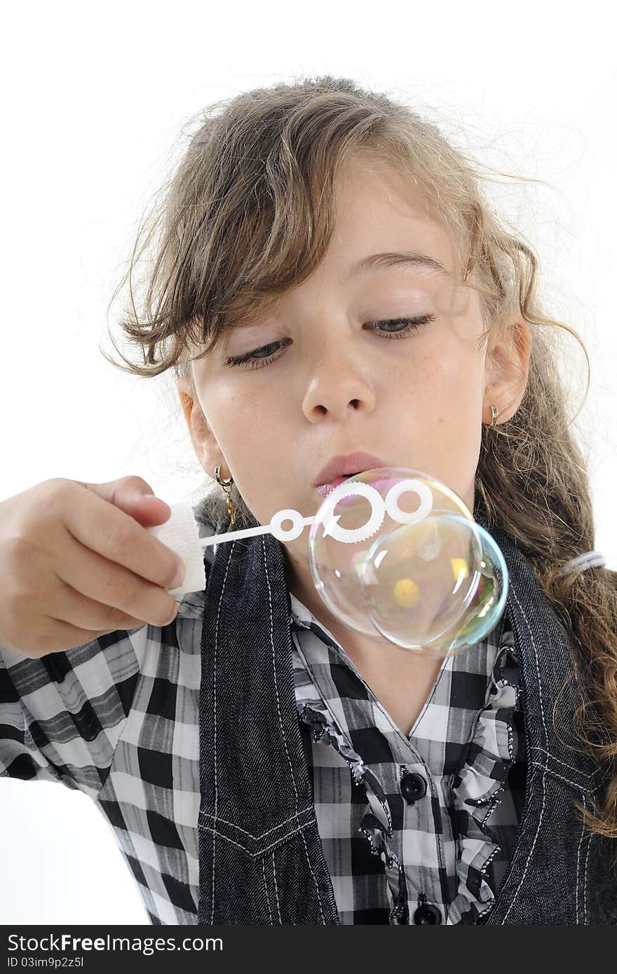 White Girl Creating Bubbles